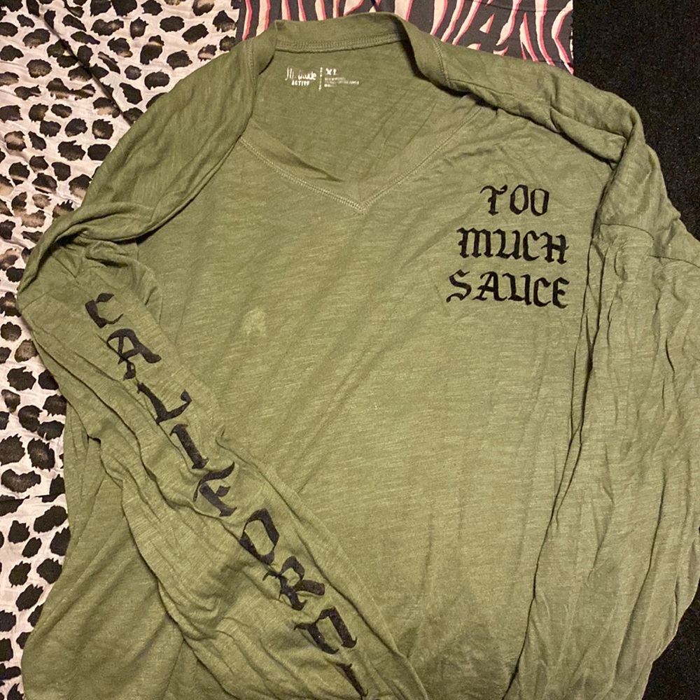 Navy Green Flirtitude Long-Sleeve with Felt Lettering